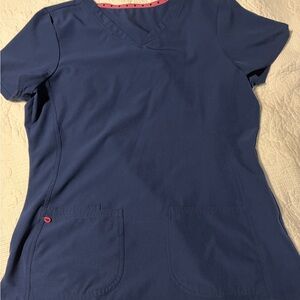 Heart Soul Navy Blue Scrub Top